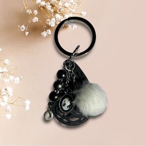 Elegant Black and White Keychain Accessory